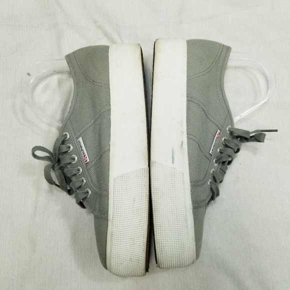 Superga Womens Platform Shoes Gray Low Top Canvas Sneaker‎ Skater Hipster 41.5 - Picture 8 of 15